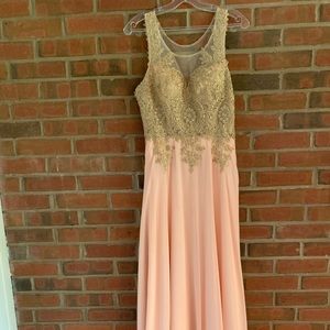Long light pink prom dress